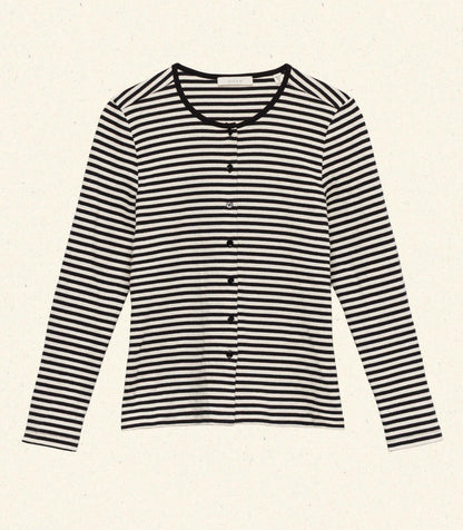 AMELIE TEE -- BLACK NANTUCKET STRIPE