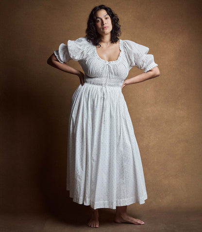 ISCHIA DRESS -- SALT FLOCK DOT