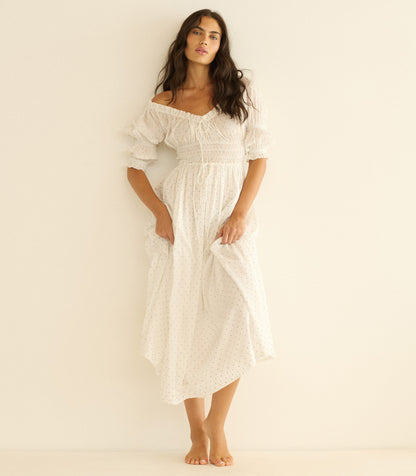 ISCHIA DRESS -- SALT FLOCK DOT