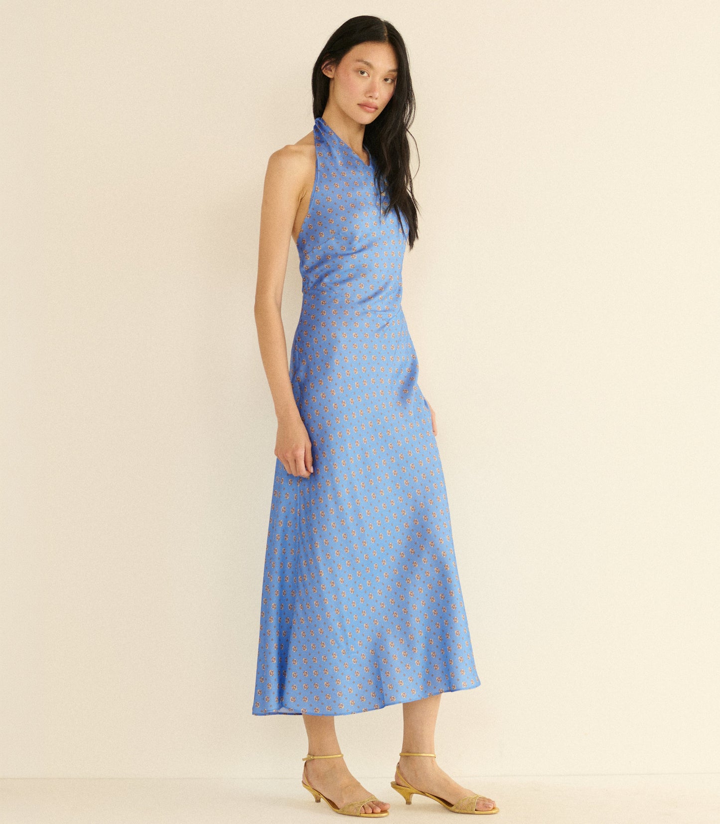 NOEMIE DRESS -- PERIWINKLE CADIZ FOULARD
