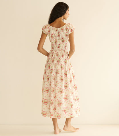 QUINETTE DRESS -- IVORY LANTANA FLORAL