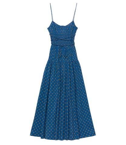 SAFIA DRESS -- SANTORINI BLUE CADIZ FOULARD