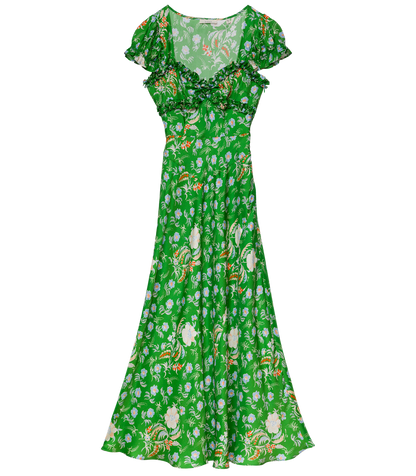 VALERINE DRESS -- EMERALD HOLLYHOCK HILLS