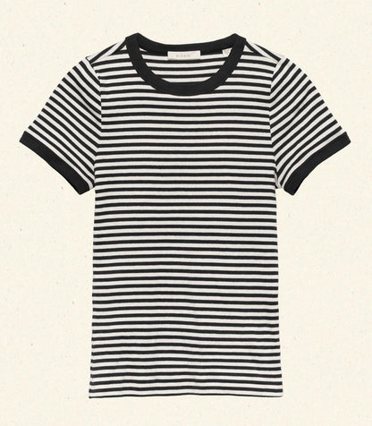 VIVI TEE -- BLACK NANTUCKET STRIPE